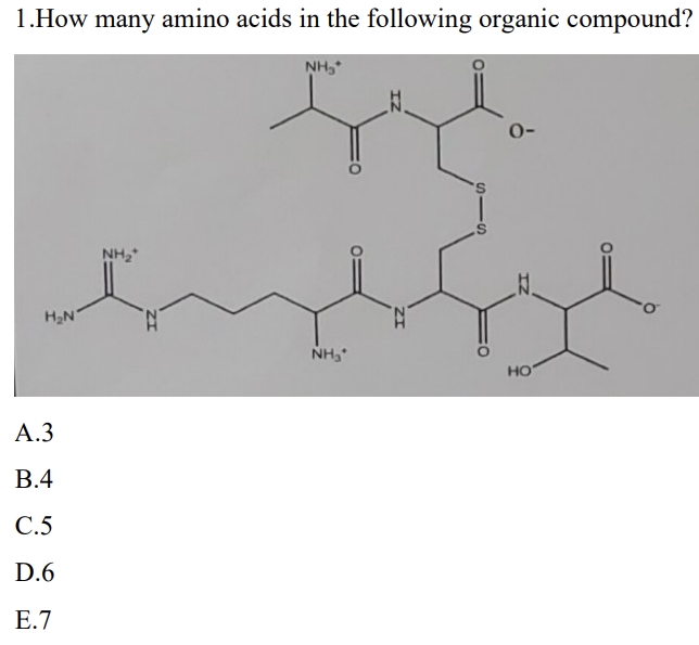 Solved 1.How many amino acids in the following organic