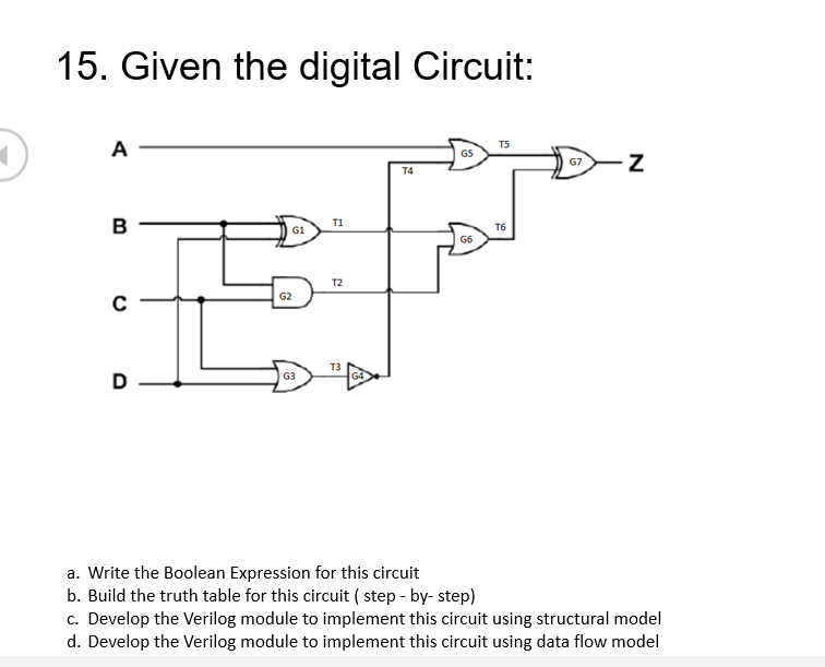 Solved 15. Given the digital Circuit: DZ a. Write the | Chegg.com
