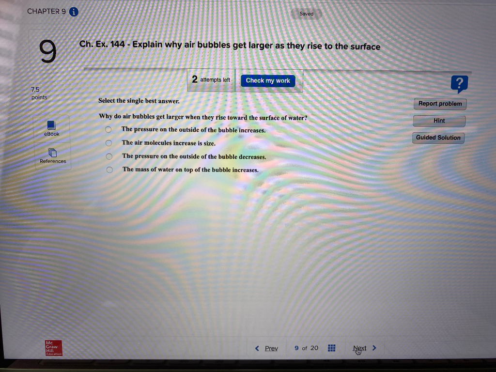 Solved CHAPTER 9 A O Ch. Ex. 144 Explain why air bubbles