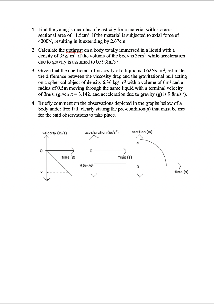 Solved 1 Find The Young S Modulus Of Elasticity For A Chegg Solved 1 Find The Young S Modulus Of Elasticity For A Chegg