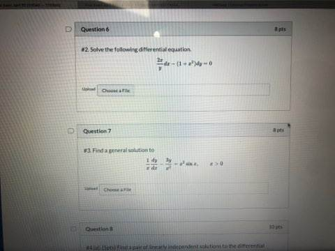 Solved Question #2. Solve the following differential | Chegg.com
