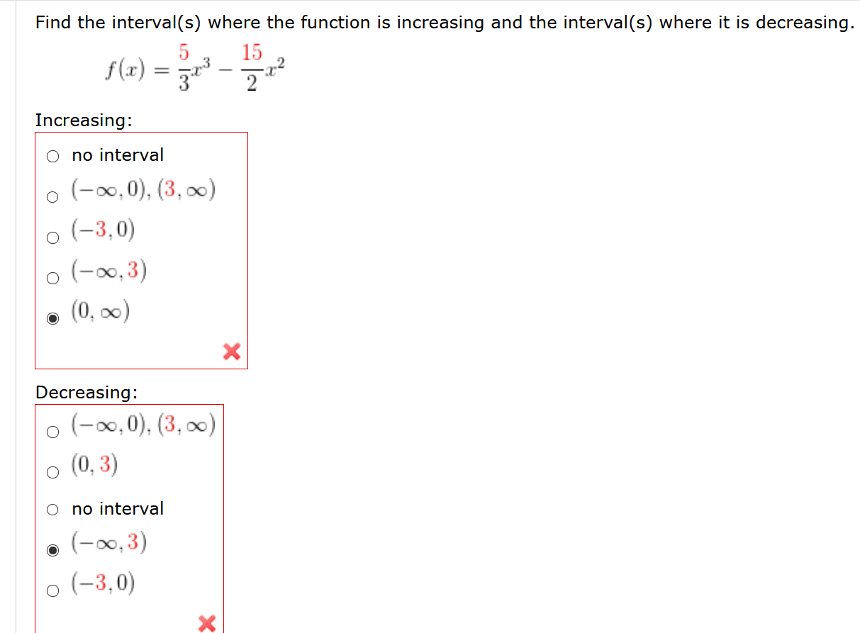 Solved Find the interval(s) where the function is increasing | Chegg.com