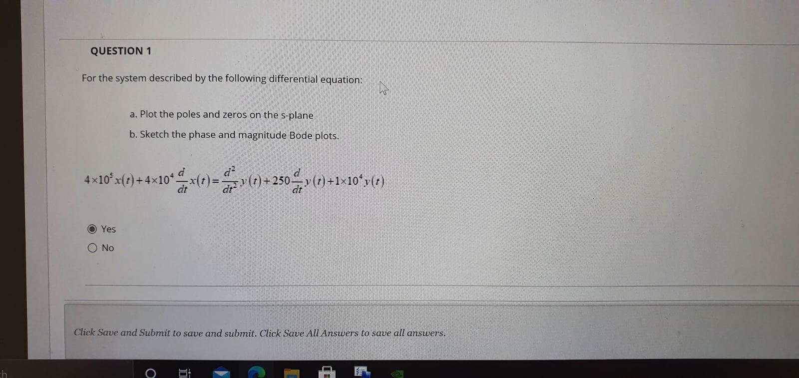 Solved QUESTION 1 For the system described by the following | Chegg.com