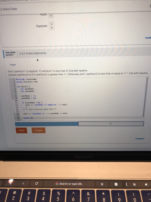 Solved 3 More if-else Expected Feed A332 If-else statements. | Chegg.com
