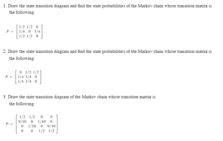 Solved 1. Draw the state transition diagram and find the | Chegg.com