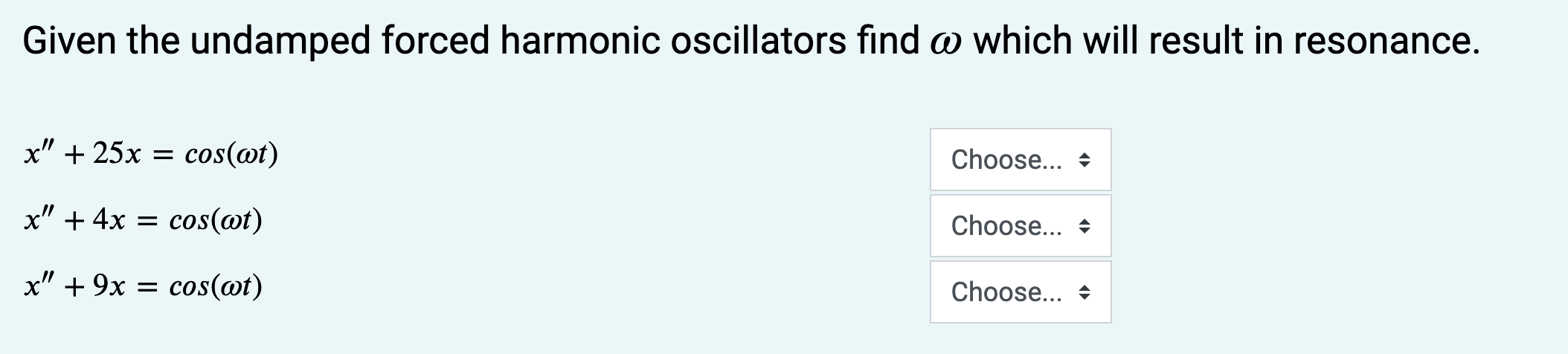 Solved Given the undamped forced harmonic oscillators find a | Chegg.com