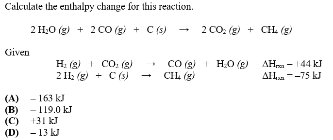 Solved Calculate The Enthalpy Change For This Reaction. | Chegg.com