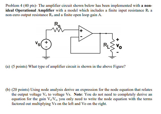 Solved Problem 4 (40 pts)- The amplifier circuit shown below | Chegg.com