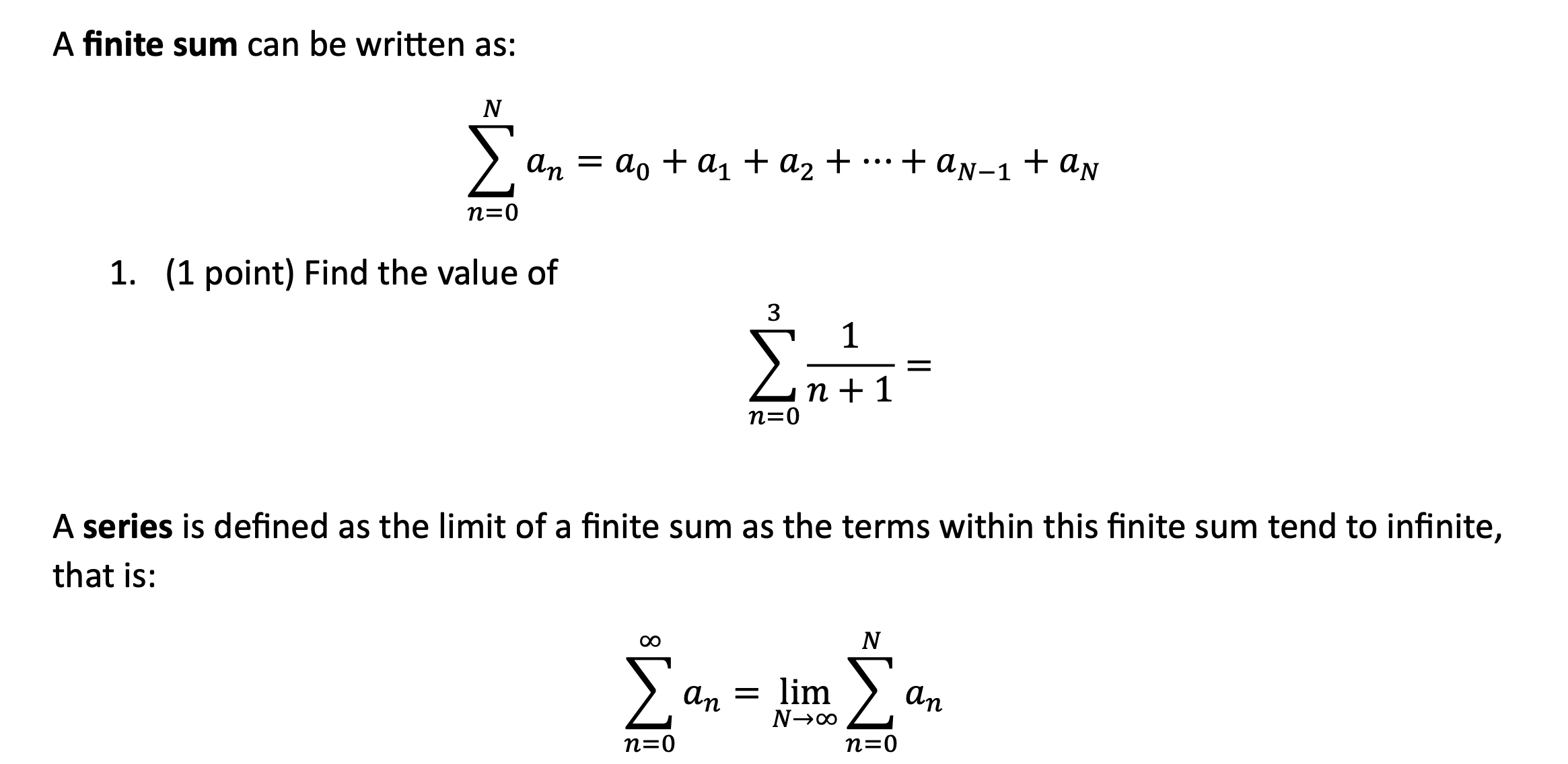 Solved A finite sum can be written | Chegg.com