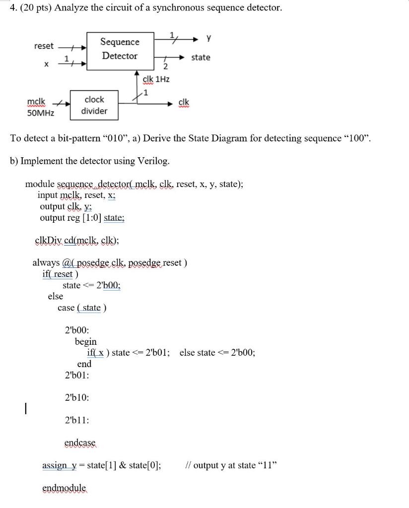 Solved 4. (20 pts) Analyze the circuit of a synchronous | Chegg.com