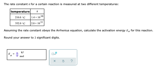 Solved The rate constant for a certain reaction is measured | Chegg.com