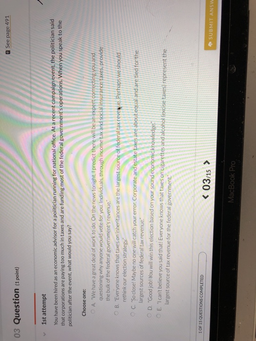 Solved a See page 491 03 Question (1 point) 1st attempt You | Chegg.com