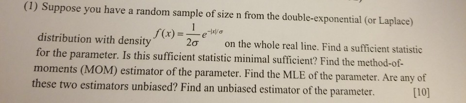 Solved (1) Suppose you have a random sample of size n from | Chegg.com