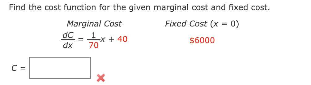 Finding Marginal Cost Function Solved Find the cost function for the given marginal and | Chegg.com