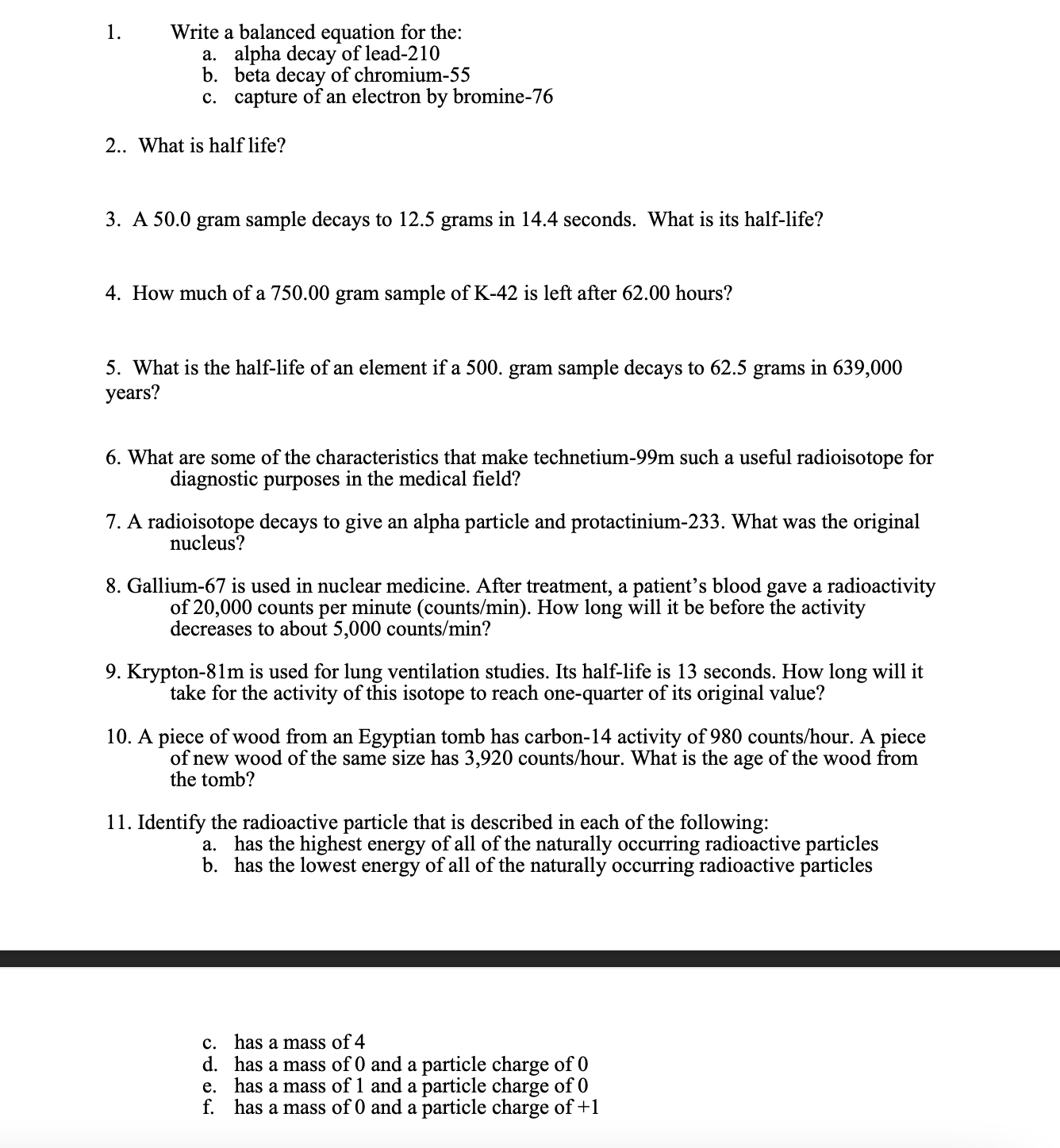 Solved Write a balanced equation for the:a. ﻿alpha decay of | Chegg.com