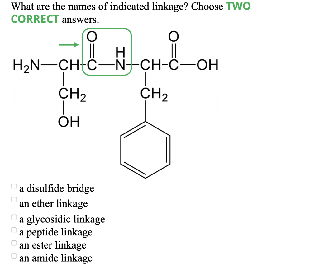 Solved What are the names of indicated linkage? Choose TWO