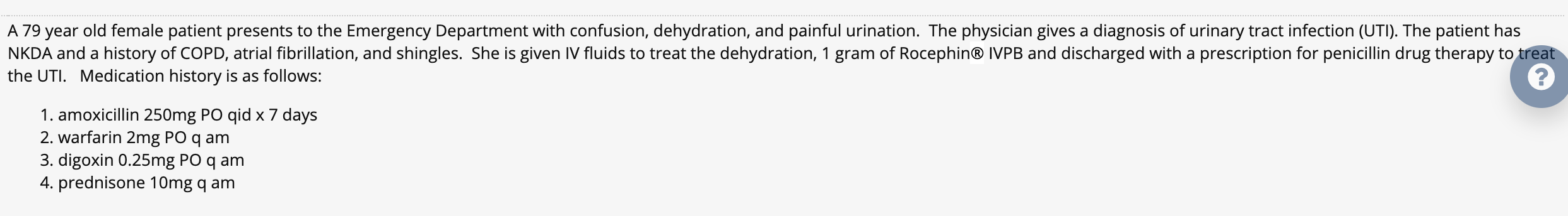 Solved A 79 year old female patient presents to the | Chegg.com