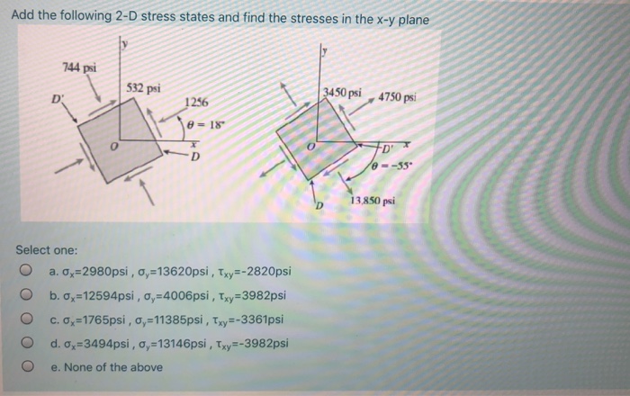 Solved Add The Following 2-D Stress States And Find The | Chegg.com