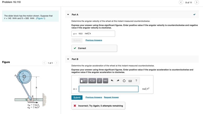 Solved Problem 16.110 9 of 11> Part A The sider block has | Chegg.com