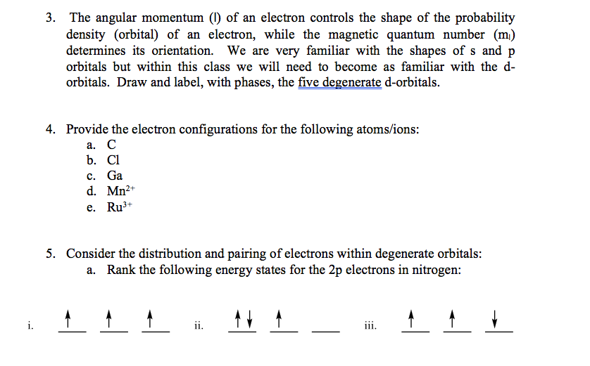 Solved 3. The angular momentum (1) of an electron controls | Chegg.com