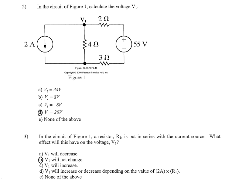 Solved 2) In The Circuit Of Figure 1, Calculate The Voltage | Chegg.com