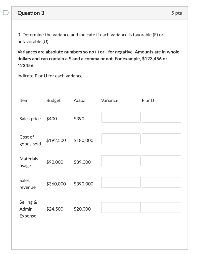 Solved Question 3 5 pts 3. Determine the variance and | Chegg.com