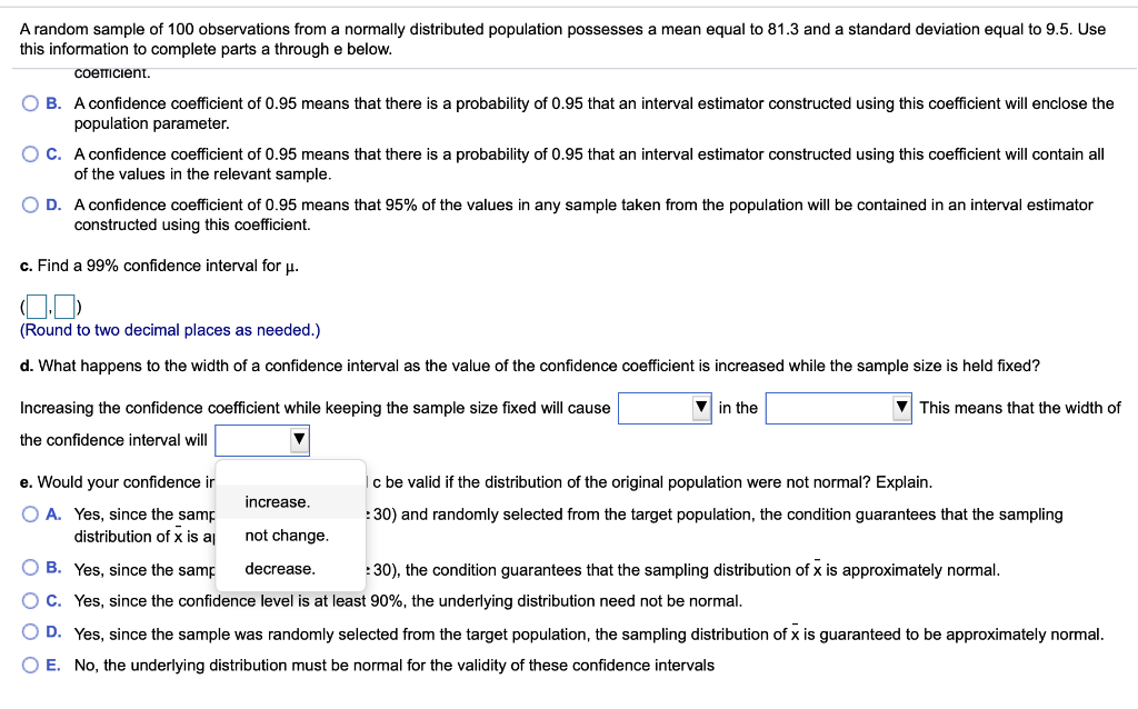 Solved A Random Sample Of 100 Observations From A Normally | Chegg.com