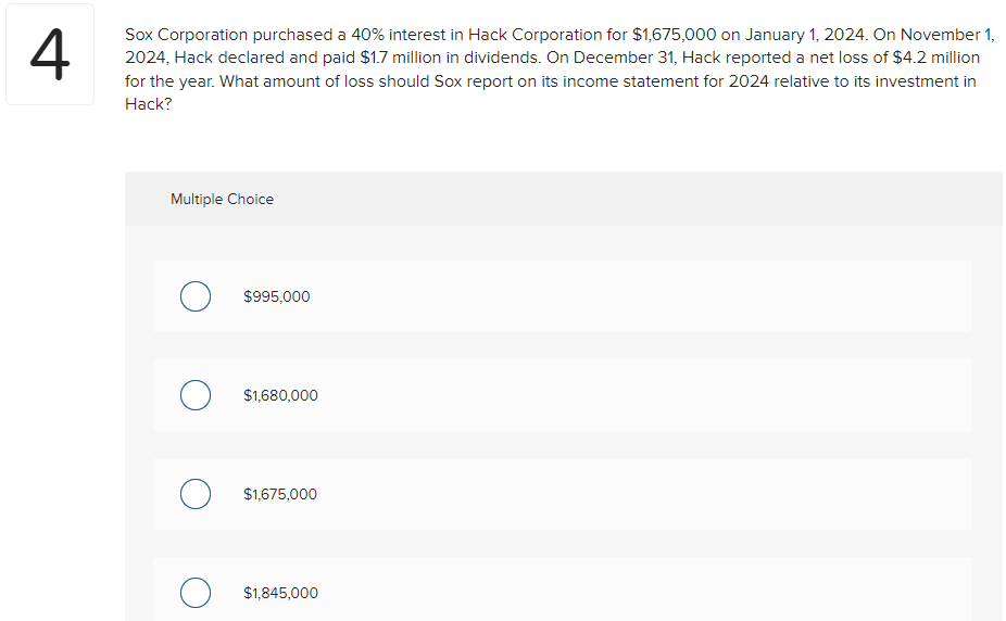 Solved Sox Corporation purchased a 40\% interest in Hack | Chegg.com