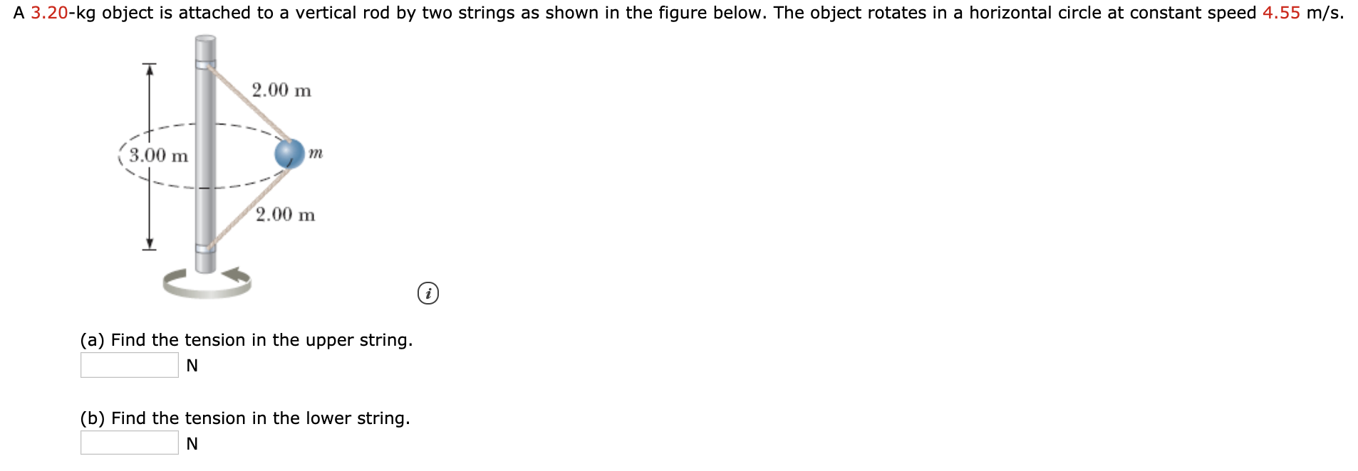 Solved A 3.20-kg object is attached to a vertical rod by two | Chegg.com