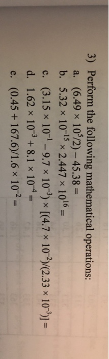 Solved 3) Perform the following mathematical operations: 2 | Chegg.com