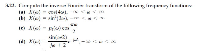 Solved 3.22. Compute the inverse Fourier transform of the | Chegg.com