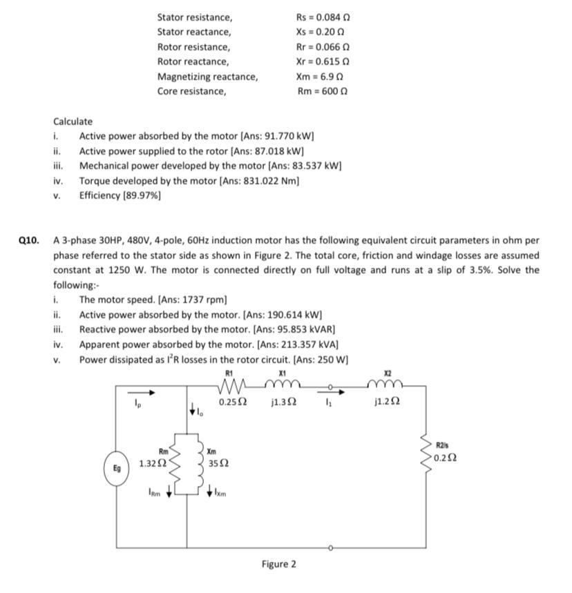 Solved Q9. A 440V, 50Hz, 6-pole Y-connected wound rotor | Chegg.com