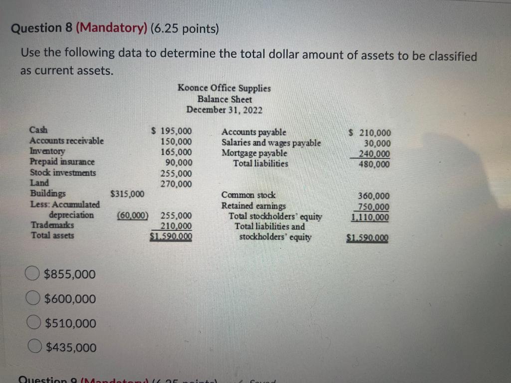 Solved Question 8 (Mandatory) (6.25 points) Use the