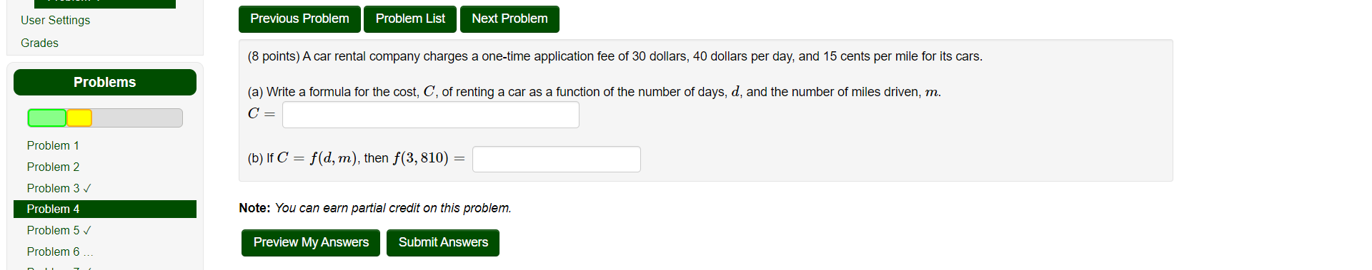 Solved User Settings Previous Problem Problem List Next | Chegg.com