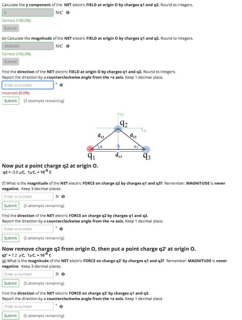 Solved Electric Field - 3 Point Charges on a Triangle Case 2 | Chegg.com