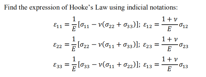 Solved Find The Expression Of Hooke's Law Using Indicial | Chegg.com