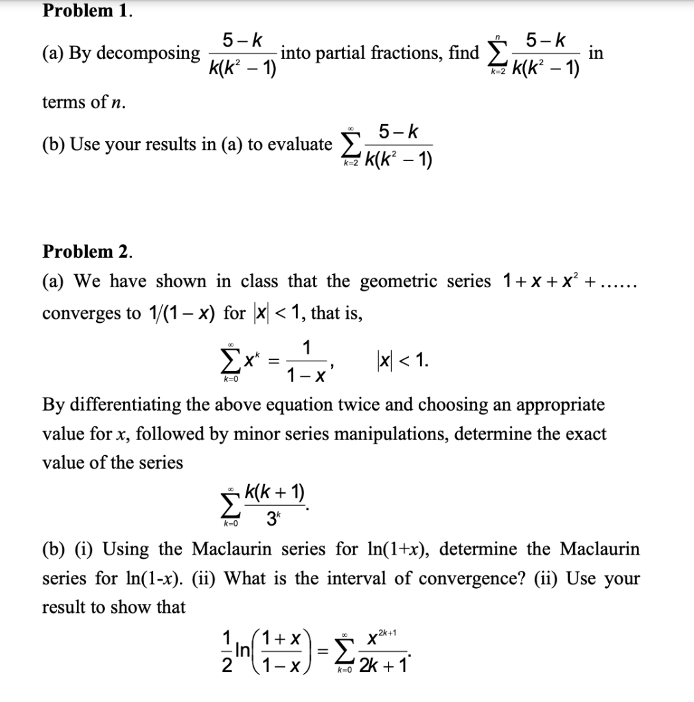 Solved Problem 1 5 K 5 K A By Decomposing Into Partial Chegg Com