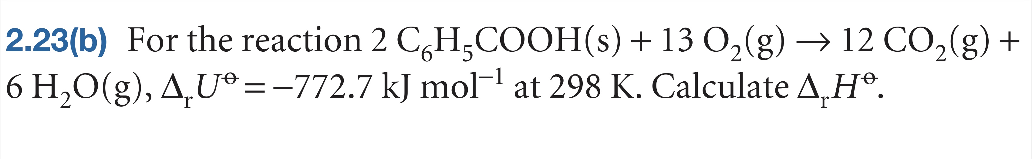 Solved 2.23(b) ﻿For The Reaction | Chegg.com