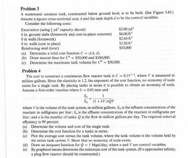 Solved Problem 3 A wastewater acration tank, constructed | Chegg.com