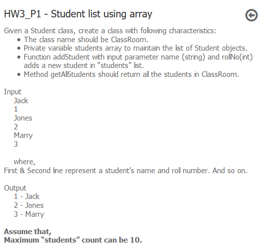 Solved Hw3 P1 Student List Using Array Given A Student Chegg Com