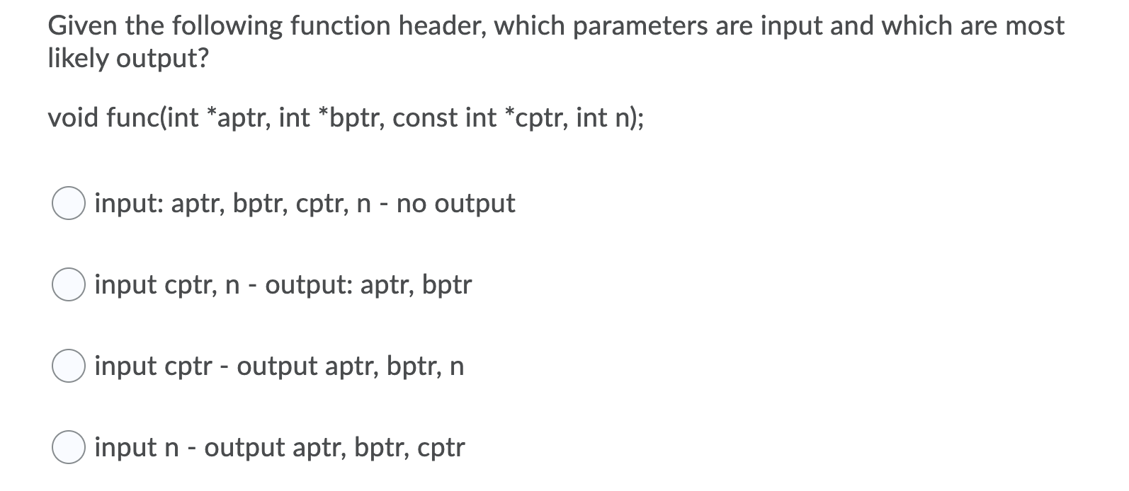 Solved Given the following function header, which parameters | Chegg.com
