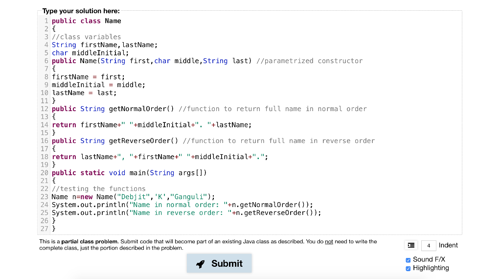Solved 8.11: getNormalReverseOrderName Add two new methods | Chegg.com