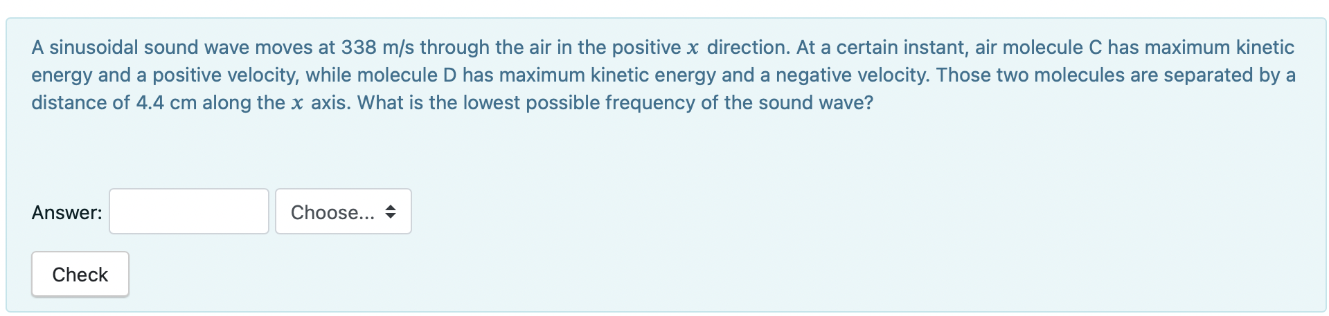 Solved A sinusoidal sound wave moves at 338 m/s through the | Chegg.com