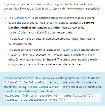 Solved In previous chapters, you have created programs for | Chegg.com