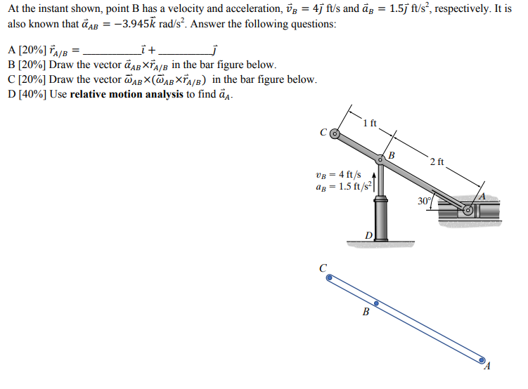 At The Instant Shown Point B Has A Velocity And Chegg Com