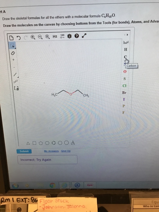 draw the structures of 3 ethers with formula c4h10o. bustyalliwiwhyissc