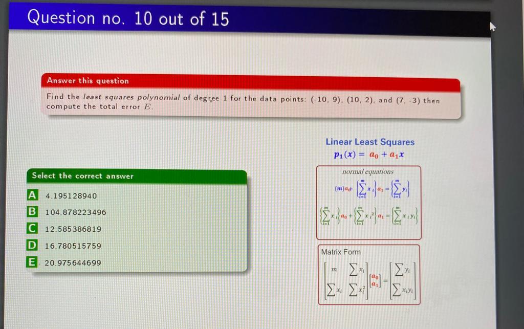 Solved Answer this question The normal equations for a | Chegg.com