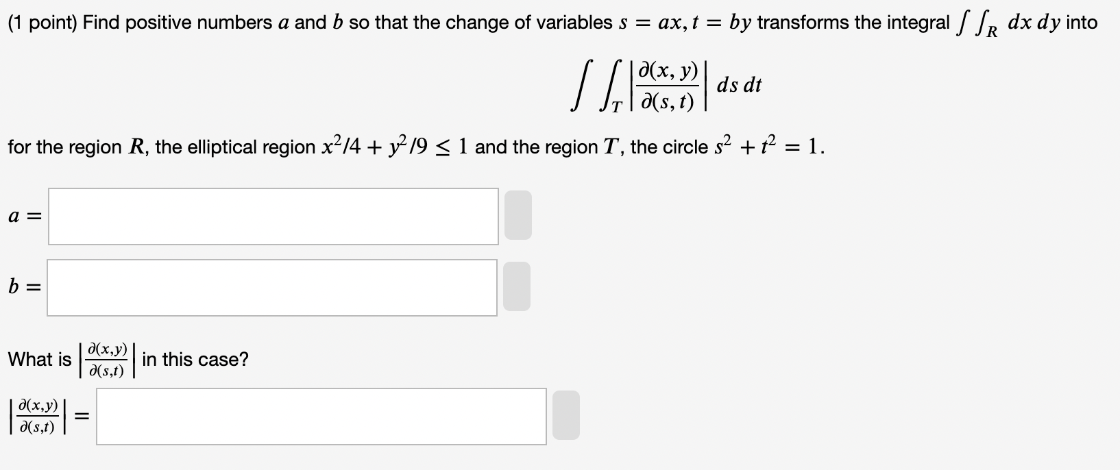 Solved (1 Point) Find Positive Numbers A And B So That The | Chegg.com