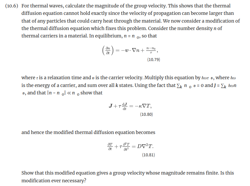 6) For thermal waves, calculate the magnitude of the