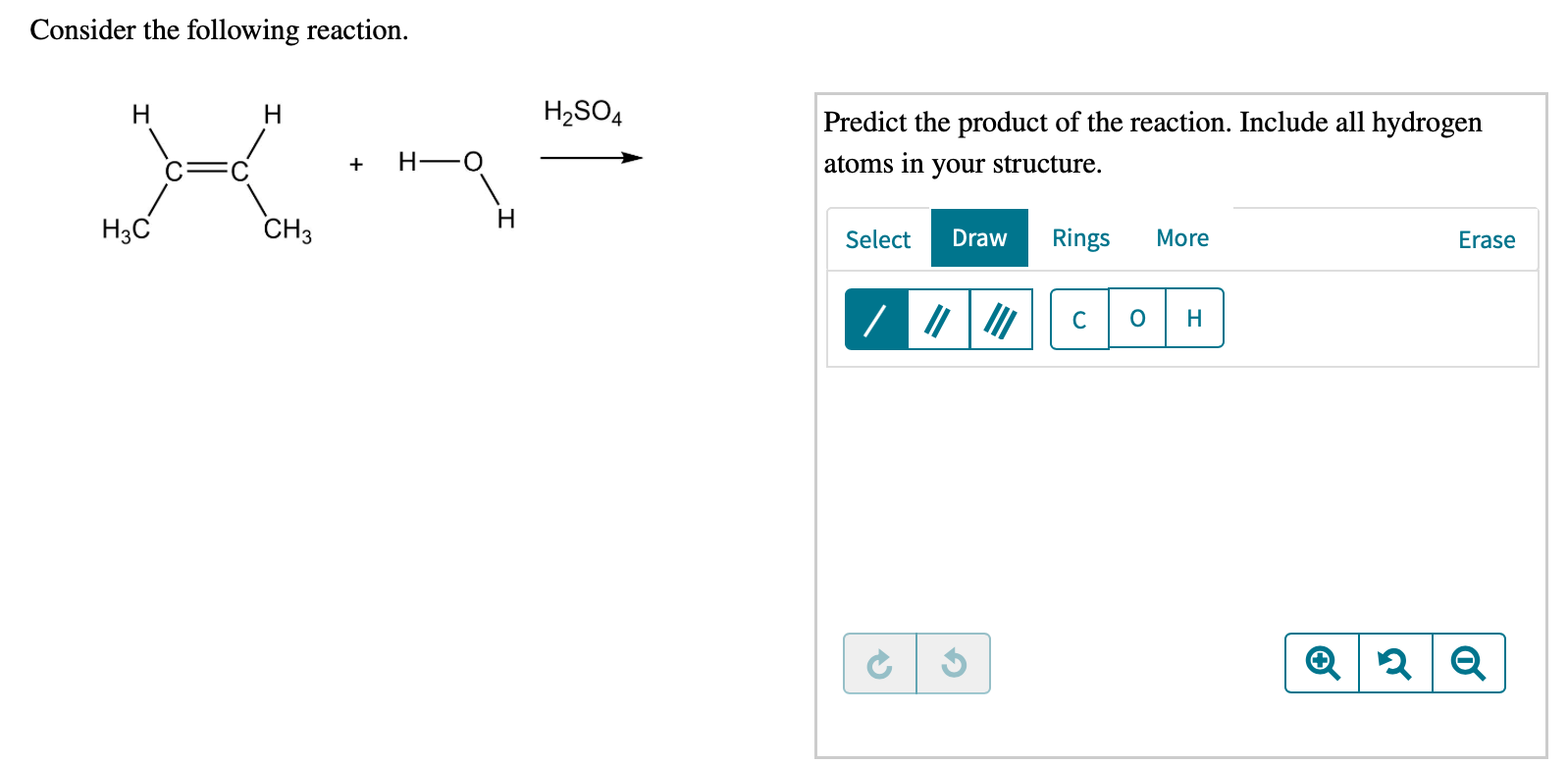 Solved Consider The Following Reaction H H H2so4 Predict Chegg Solved Consider The Following Reaction H H H2so4 Predict Chegg